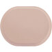 A blush pink oval melamine platter with raised rims.