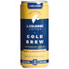 A La Colombe Colombian Cold Brew Coffee can with a blue and yellow label.