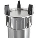 A silver Delfield drop in dish dispenser with black handles.
