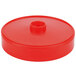 A red plastic container with a red lid.