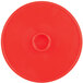 A red plastic HS Inc. tortilla server lid with a hole in the center.