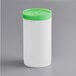 A white container with a green lid.