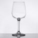 A clear Libbey Vina wine glass on a table.