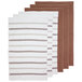 A stack of Monarch Brands brown striped kitchen towels.