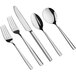 An Acopa Skyscraper 18/8 stainless steel flatware set with a fork, knife, and spoon.