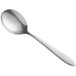 An Acopa Pangea stainless steel bouillon spoon with a silver handle.