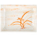 A white rectangular Thunder Group melamine plate with orange and white orchids painted on it.