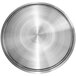A stainless steel circular metal plate with a circular pattern on the surface.