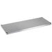 A rectangular silver stainless steel shelf with holes.