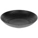 A matte black melamine bowl with a textured surface and a rim.