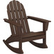 A mahogany POLYWOOD Adirondack rocking chair with armrests.