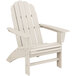A white POLYWOOD adirondack chair with armrests.
