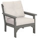 A POLYWOOD Vineyard Slate Grey chair with a Natural Linen cushion