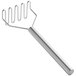 A Tablecraft stainless steel potato masher with a long silver handle and square face.