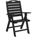 A black POLYWOOD Nautical folding chair with wooden armrests.