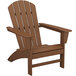 A brown POLYWOOD Nautical Adirondack chair with armrests.