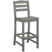 A POLYWOOD La Case Cafe Slate Grey bar side chair with a wooden seat.