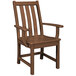 A brown POLYWOOD Vineyard Teak dining arm chair.