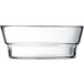 A clear glass Arcoroc bowl with a white background.
