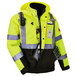 An Ergodyne lime yellow hi-vis jacket with reflective tape.