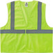 A lime yellow Ergodyne safety vest with grey reflective stripes.
