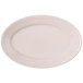 A Carlisle bone melamine oval platter with a white background.