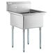 Regency 28" 16-Gauge Stainless Steel One Compartment Commercial Sink with Galvanized Steel Legs and without Drainboard - 23" x 23" x 12" Bowl Main Thumbnail 3