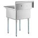 A Regency stainless steel one compartment sink with galvanized steel legs.