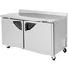 A Turbo Air stainless steel worktop freezer with two doors and two drawers.