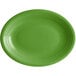 An oval green Acopa Capri stoneware platter with a rim.