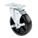 A set of four black and silver Main Street Equipment casters.