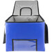 A blue and grey Sterno School Nutrition insulated milk crate delivery bag.