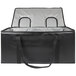 A black insulated double milk crate delivery bag with silver accents.