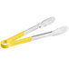 Choice 12 inch Yellow Coated Handle Stainless Steel Scalloped Tongs