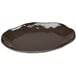 A brown Cal-Mil melamine platter with a wavy edge.