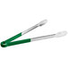 Choice 16" Green Coated Handle Stainless Steel Scalloped Tongs Main Thumbnail 3