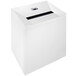 A white rectangular HSM paper shredder with a black panel and button.