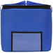 A blue rectangular insulated milk tote bag with a zipper and a pocket.