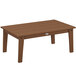A brown rectangular POLYWOOD coffee table on an outdoor patio.