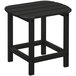 A POLYWOOD black side table with a wooden top.