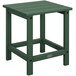 A green POLYWOOD side table with a wooden base and square top.