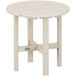 A white round POLYWOOD side table on a patio.