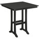 A black POLYWOOD bar height table with a square top and trestle legs.