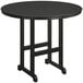 A POLYWOOD black round bar height table with legs.