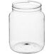 A clear PET plastic jar with a metal lid.