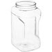 A 1 gallon clear square PET plastic jar with a white cap.