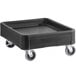 A black square CaterGator Dolly for insulated food pan carriers with wheels.