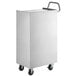 A white rectangular stainless steel utility cart with wheels and a handle.