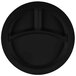Cambro 93CW110 Camwear 3 Compartment 9" Black Polycarbonate Narrow Rim Plate - 48/Case Main Thumbnail 3
