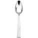A silver Sant'Andrea stainless steel oval bowl soup/dessert spoon with a white handle.